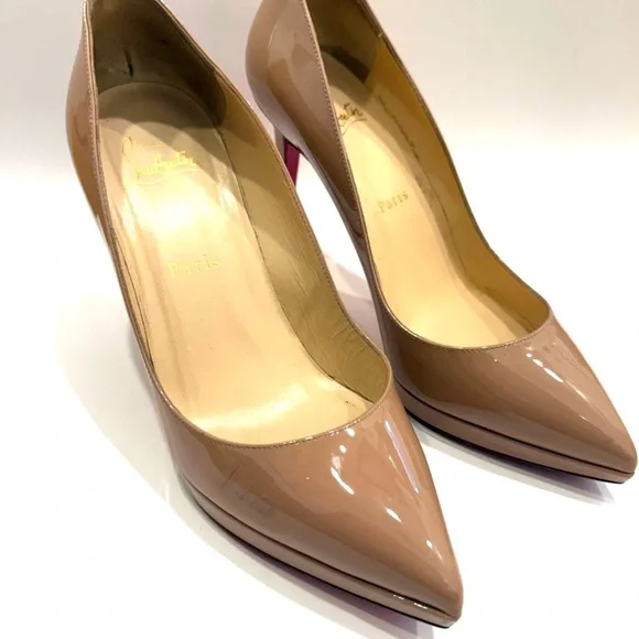 Christian Louboutin Nude Patent Leather Heels - Picture 2 of 13